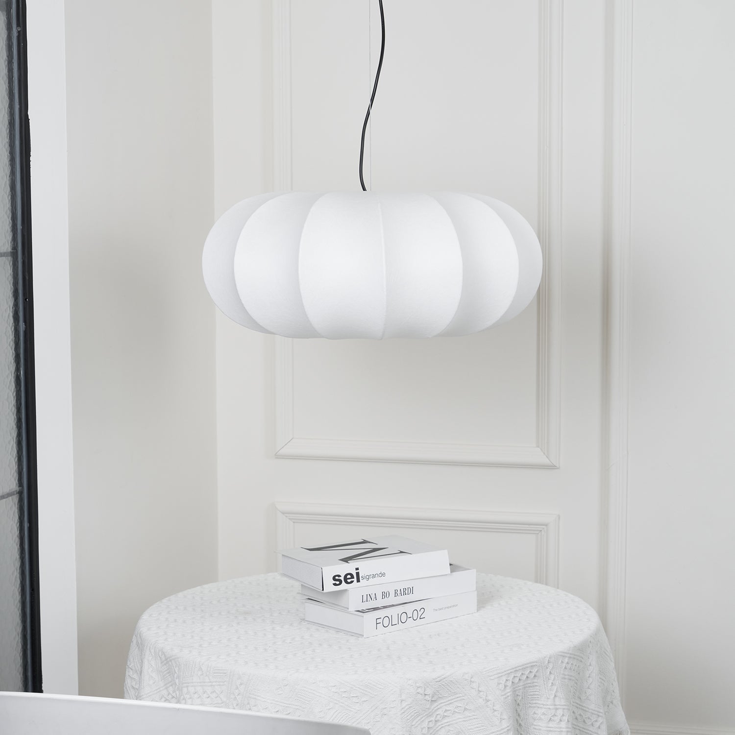 Silk Pendant Lamp - Oblate Design, Modern Lighting Fixture for Home Decor & Dining Room