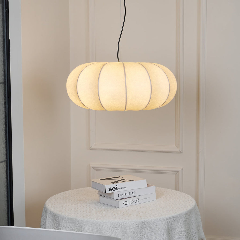 Silk Pendant Lamp - Oblate Design, Modern Lighting Fixture for Home Decor & Dining Room