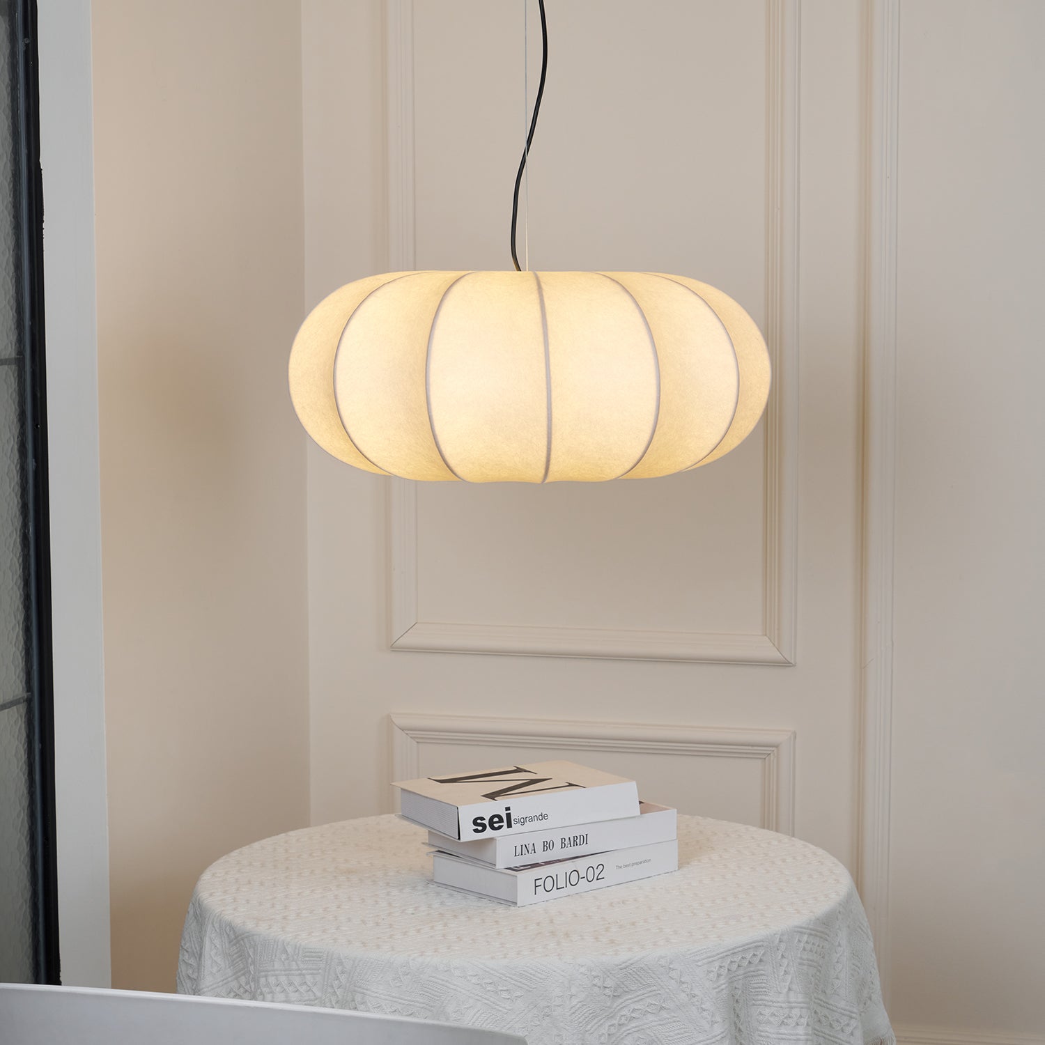 Silk Pendant Lamp - Oblate Design, Modern Lighting Fixture for Home Decor & Dining Room