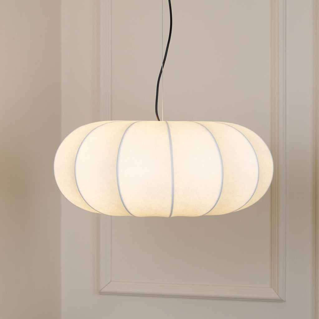 Silk Pendant Lamp - Oblate Design, Modern Lighting Fixture for Home Decor & Dining Room