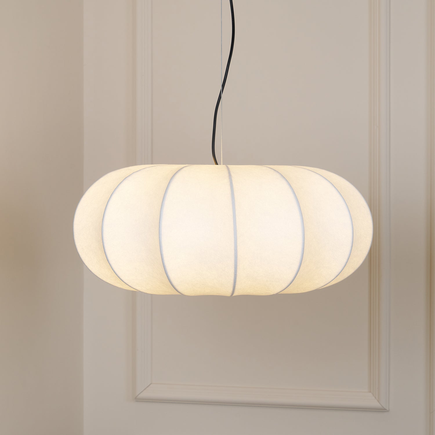 Silk Pendant Lamp - Oblate Design, Modern Lighting Fixture for Home Decor & Dining Room