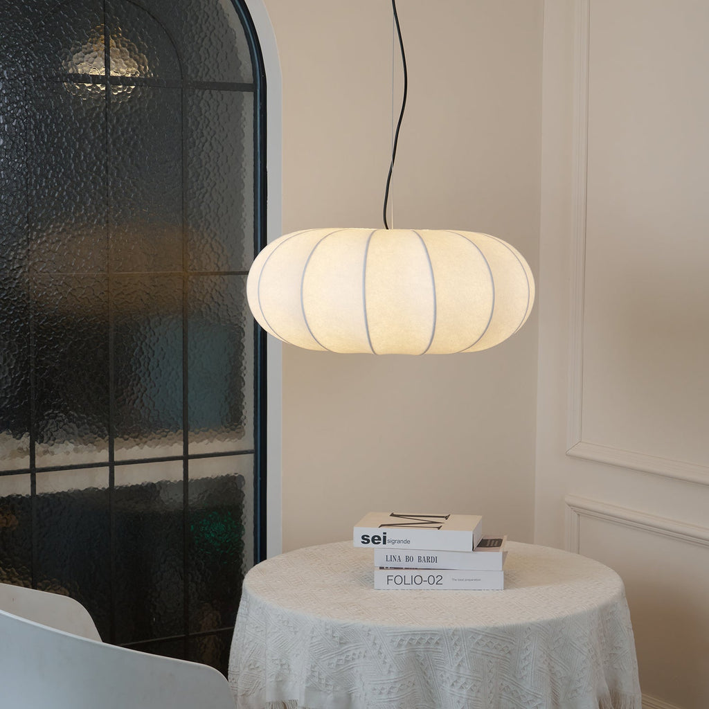 Silk Pendant Lamp - Oblate Design, Modern Lighting Fixture for Home Decor & Dining Room