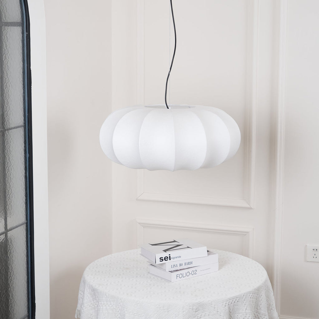 Silk Pendant Lamp - Oblate Design, Modern Lighting Fixture for Home Decor & Dining Room