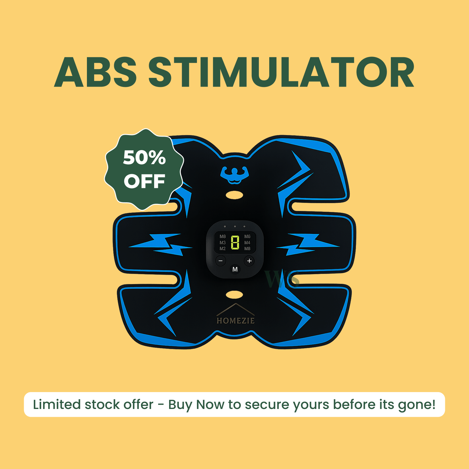 Abs Stimulator | EMS Muscle Toner for Core Strength & Abdominal Training - Portable, Effective Fitness Gear