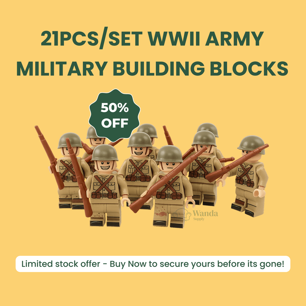 21PCs/set WWII Army Military Building Blocks German France Italy Japan Britain