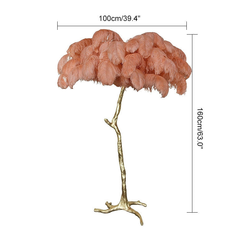 LED Floor Lamp with Feather Palm Design for Living Room & Tropical Decor