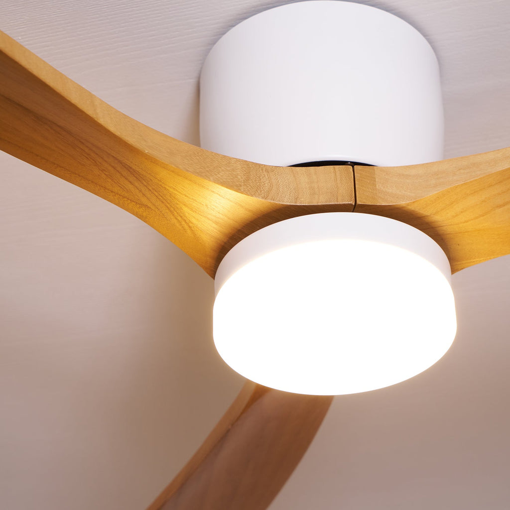 Nordic Wooden Ceiling Fan Light | LED, 6-Speed Control & Minimalist Design for Indoor Spaces (42"/48"/52")