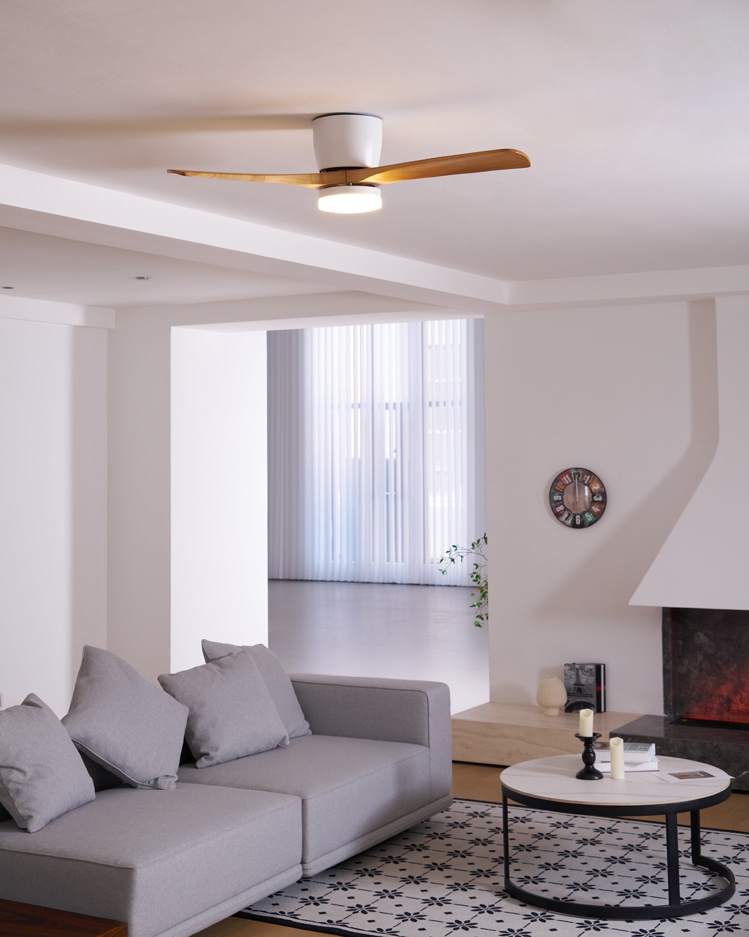 Nordic Wooden Ceiling Fan Light | LED, 6-Speed Control & Ideal for Indoor Spaces, Available in 42", 48", 52" Sizes