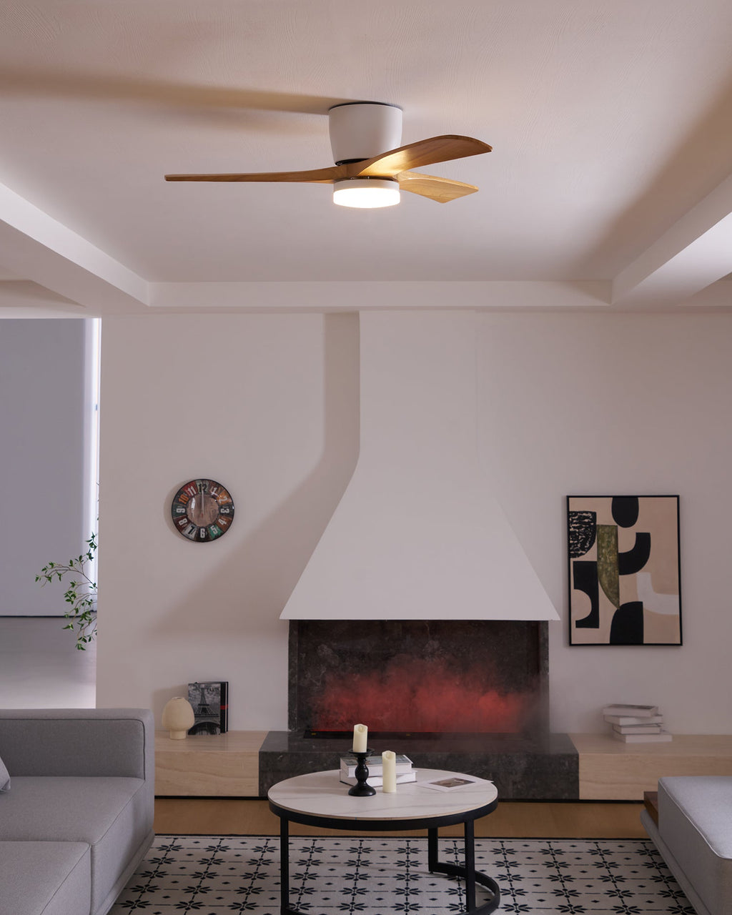 Nordic Wooden Ceiling Fan Light | LED, 6-Speed Control & Ideal for Indoor Spaces, Available in 42", 48", 52" Sizes