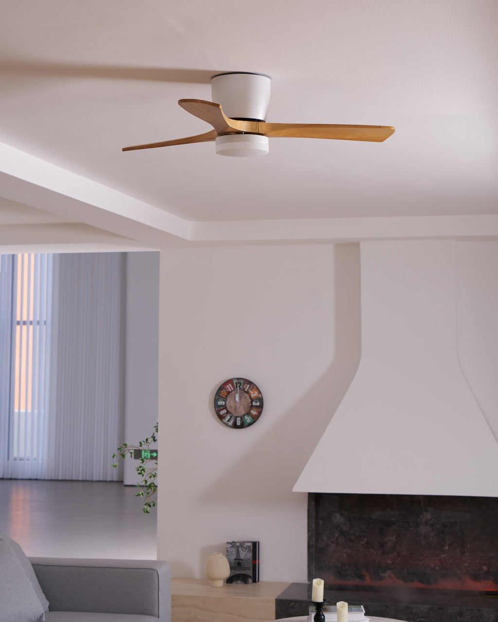 Nordic Wooden Ceiling Fan Light | LED, 6-Speed Control & Minimalist Design for Indoor Spaces (42"/48"/52")