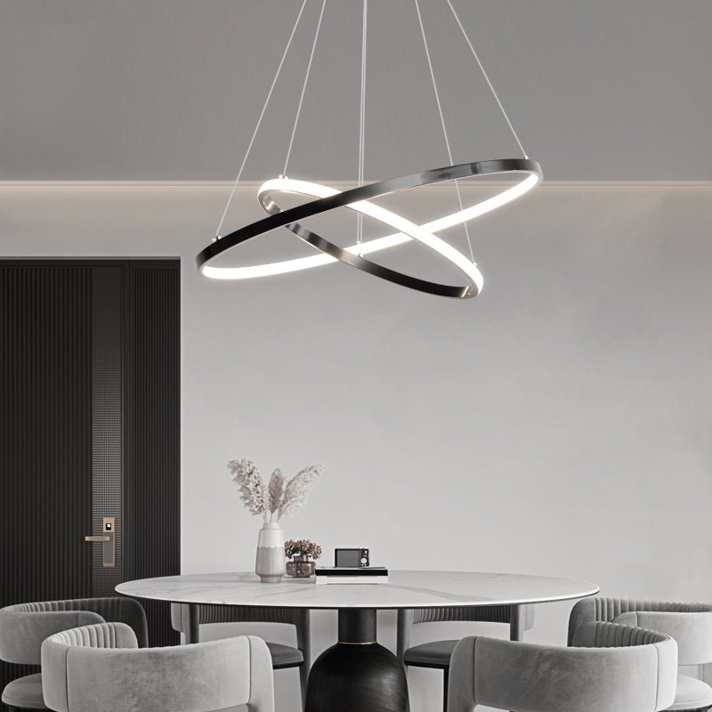 Orrery Rings Chandelier | Integrated LED, Brass Construction & Ideal for Modern Interiors and Luxury Spaces