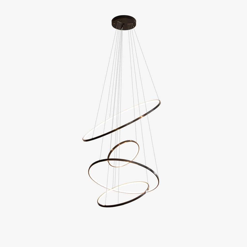 Orrery Rings Chandelier | Integrated LED, Brass Construction & Ideal for Modern Interiors and Luxury Spaces