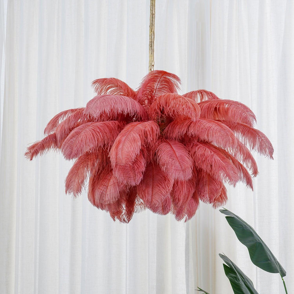Extra Large Ostrich Feather Chandelier | Opulent Brass Base & Ideal for Luxury Indoor Spaces