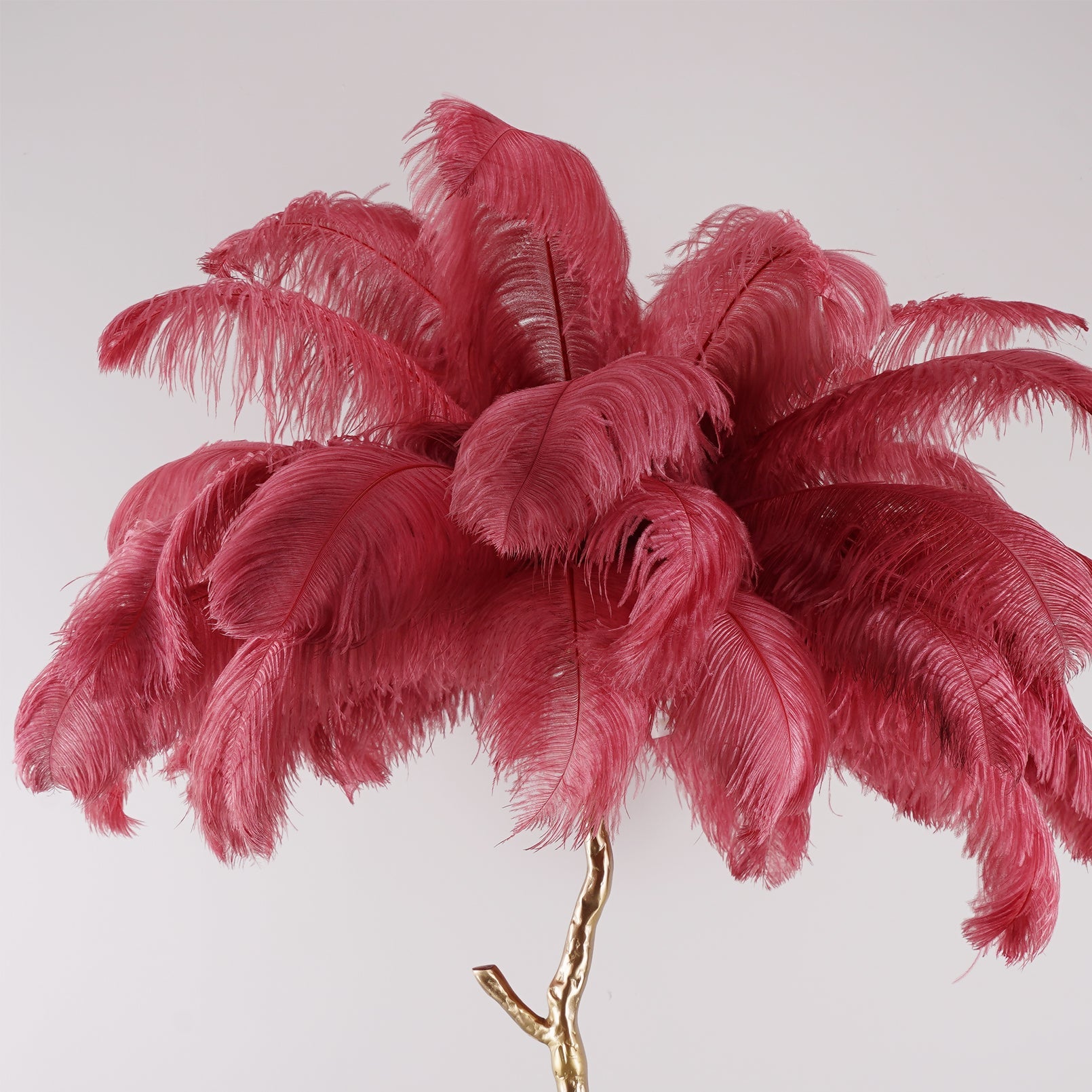 Brass Floor Lamp with Ostrich Feather Shade - Modern Lighting for Living Room & Bedroom Decor