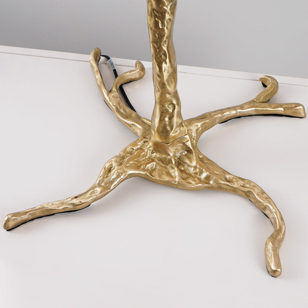 Brass Floor Lamp with Ostrich Feather Shade - Modern Lighting for Living Room & Bedroom Decor