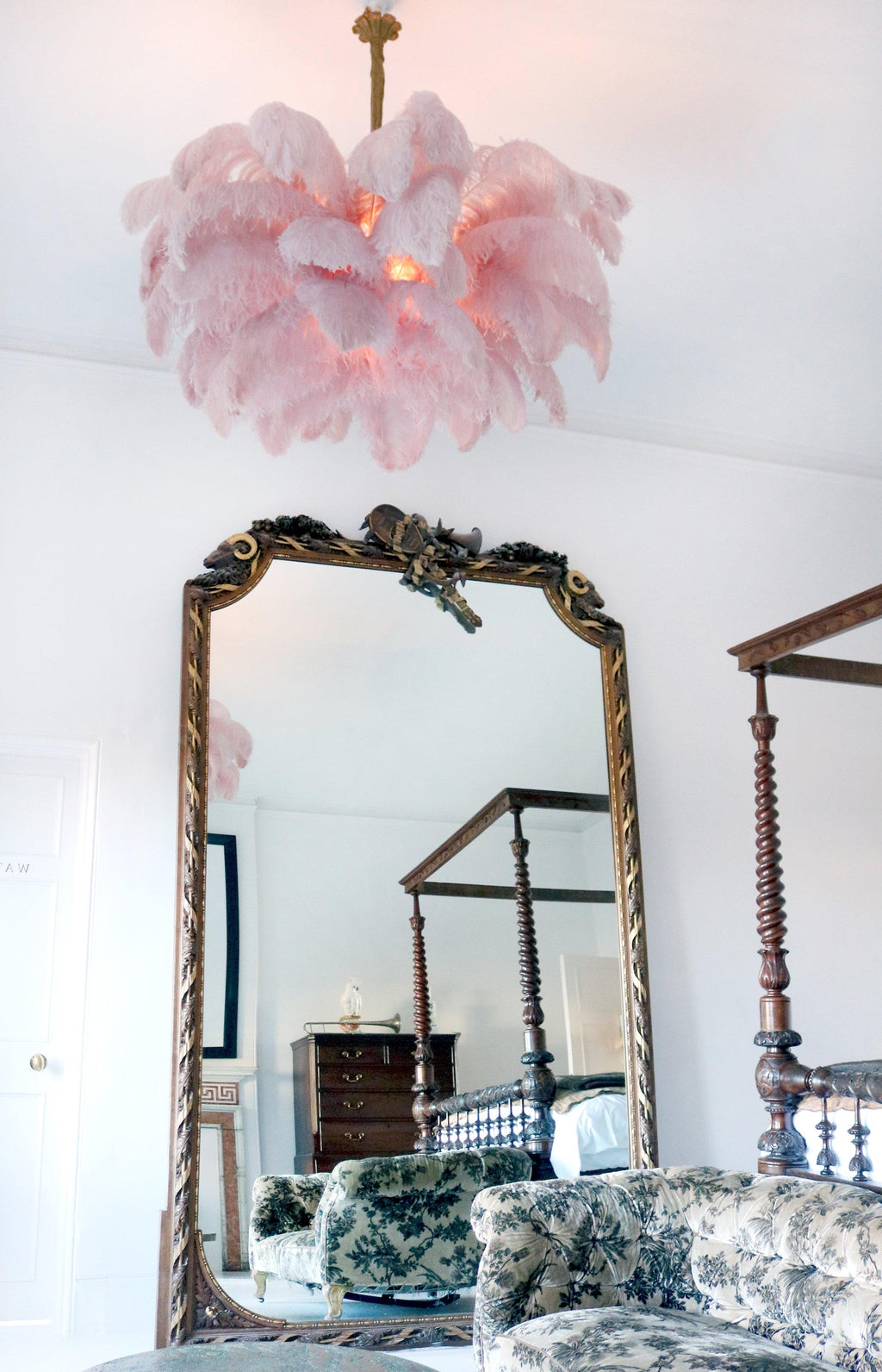 Extra Large Ostrich Feather Chandelier | Opulent Brass Base & Ideal for Luxury Indoor Spaces