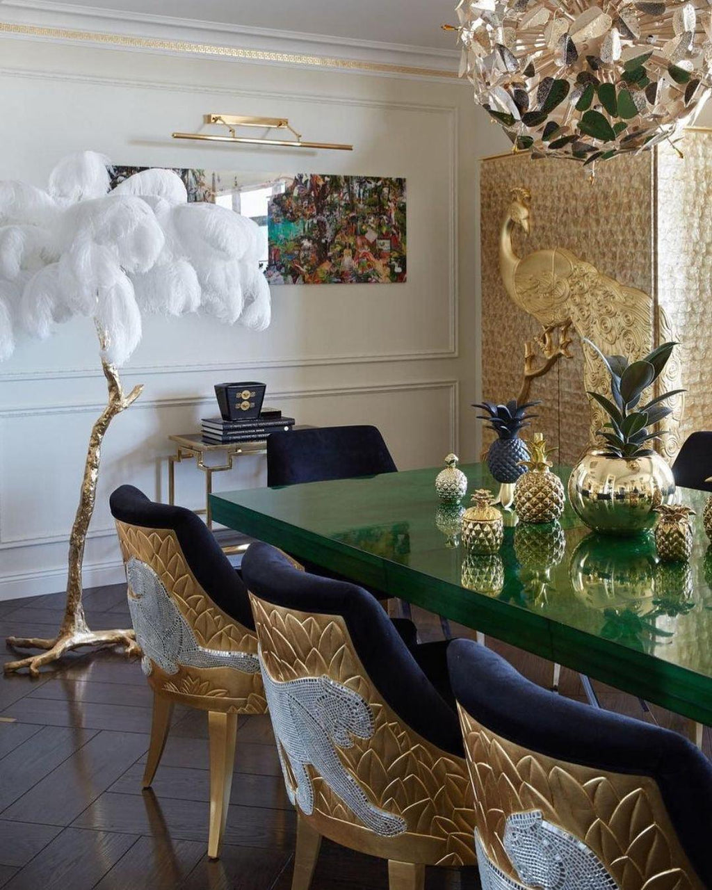 Brass Floor Lamp with Ostrich Feather Shade - Modern Lighting for Living Room & Bedroom Decor