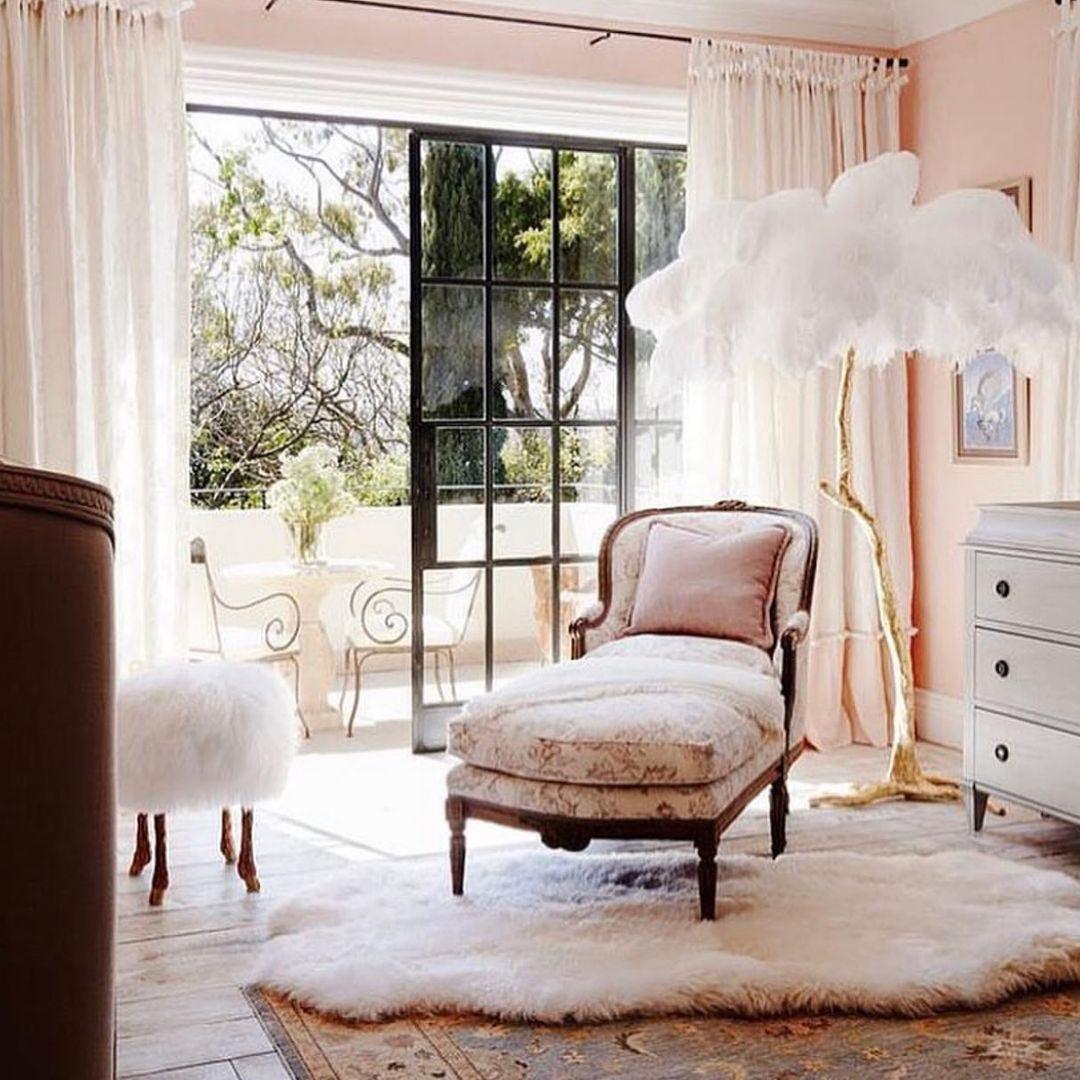 Brass Floor Lamp with Ostrich Feather Shade - Modern Lighting for Living Room & Bedroom Decor