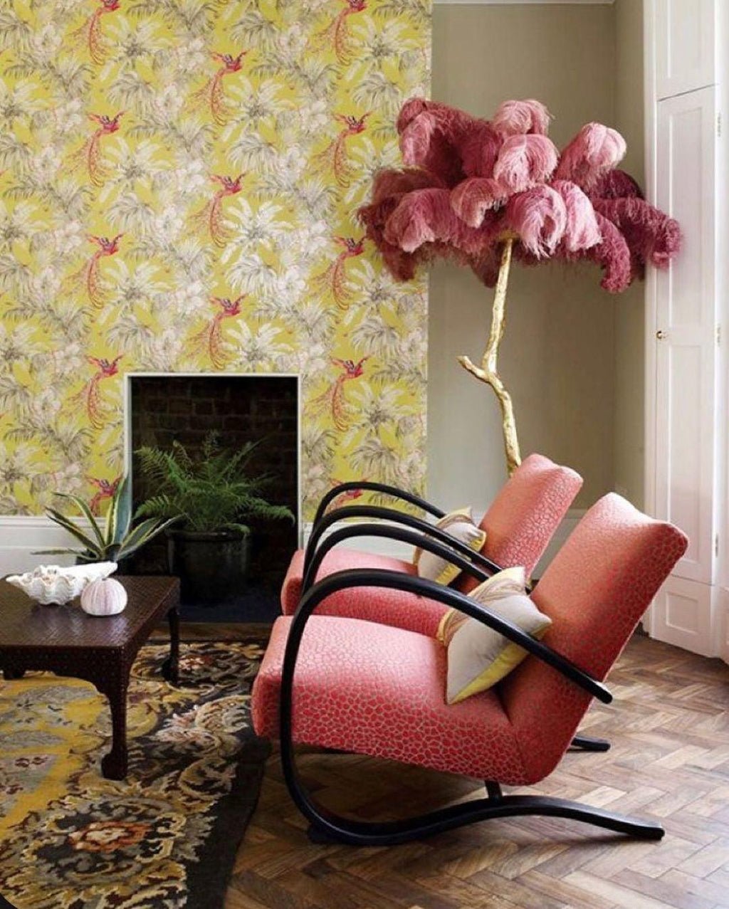 Brass Floor Lamp with Ostrich Feather Shade - Modern Lighting for Living Room & Bedroom Decor