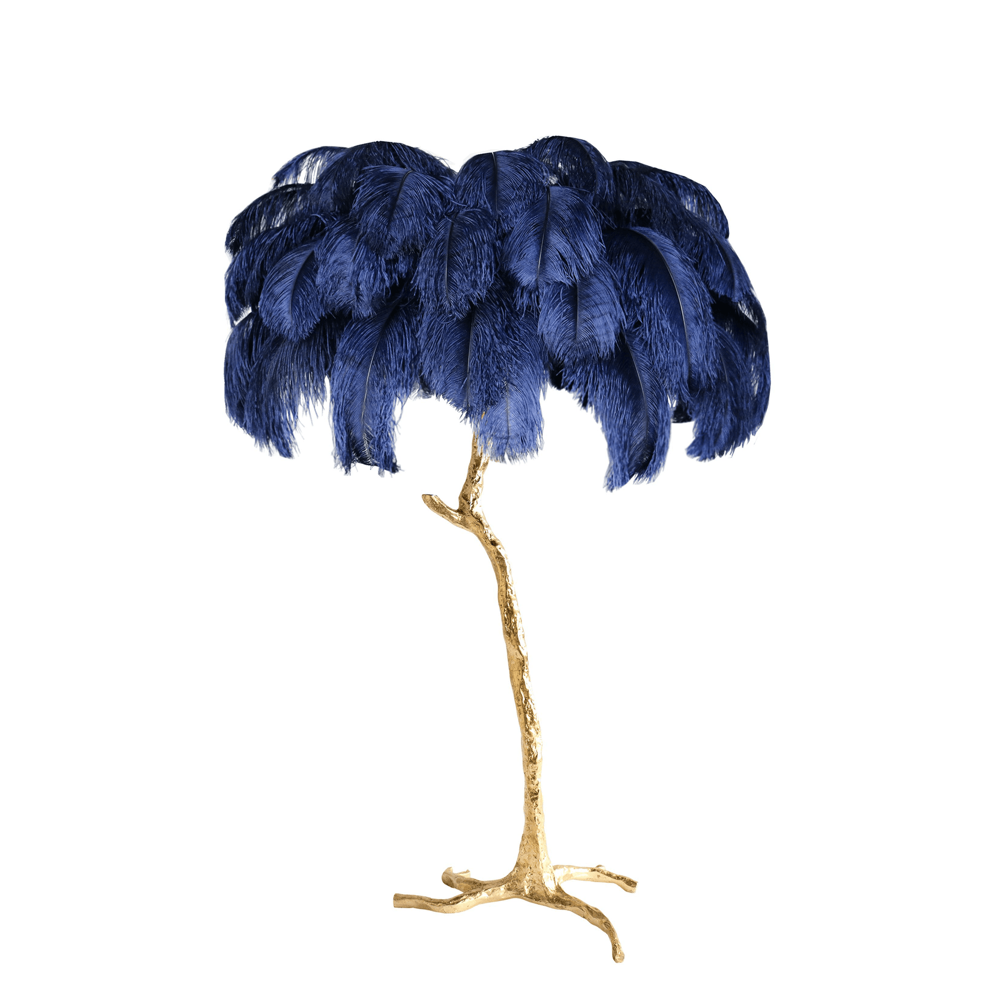 Brass Floor Lamp with Ostrich Feather Shade - Modern Lighting for Living Room & Bedroom Decor