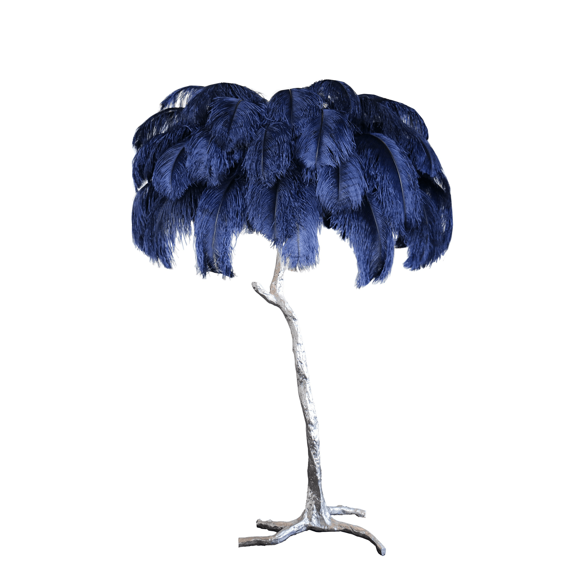 Brass Floor Lamp with Ostrich Feather Shade - Modern Lighting for Living Room & Bedroom Decor