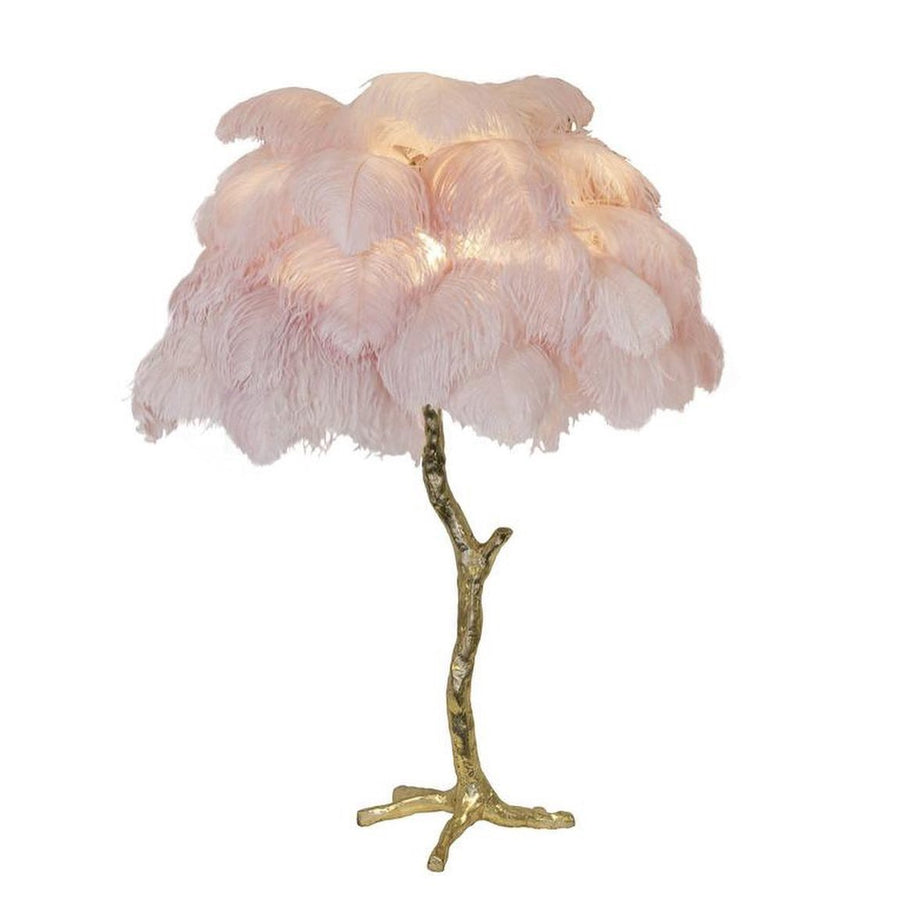 Ostrich Feather Table Lamp with Adjustable Brightness for Living Room & Bedroom Decor