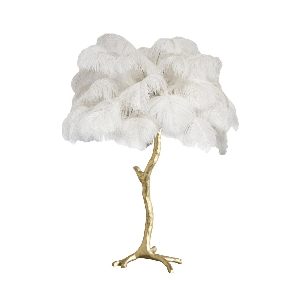 Ostrich Feather Table Lamp with Adjustable Brightness for Living Room & Bedroom Decor
