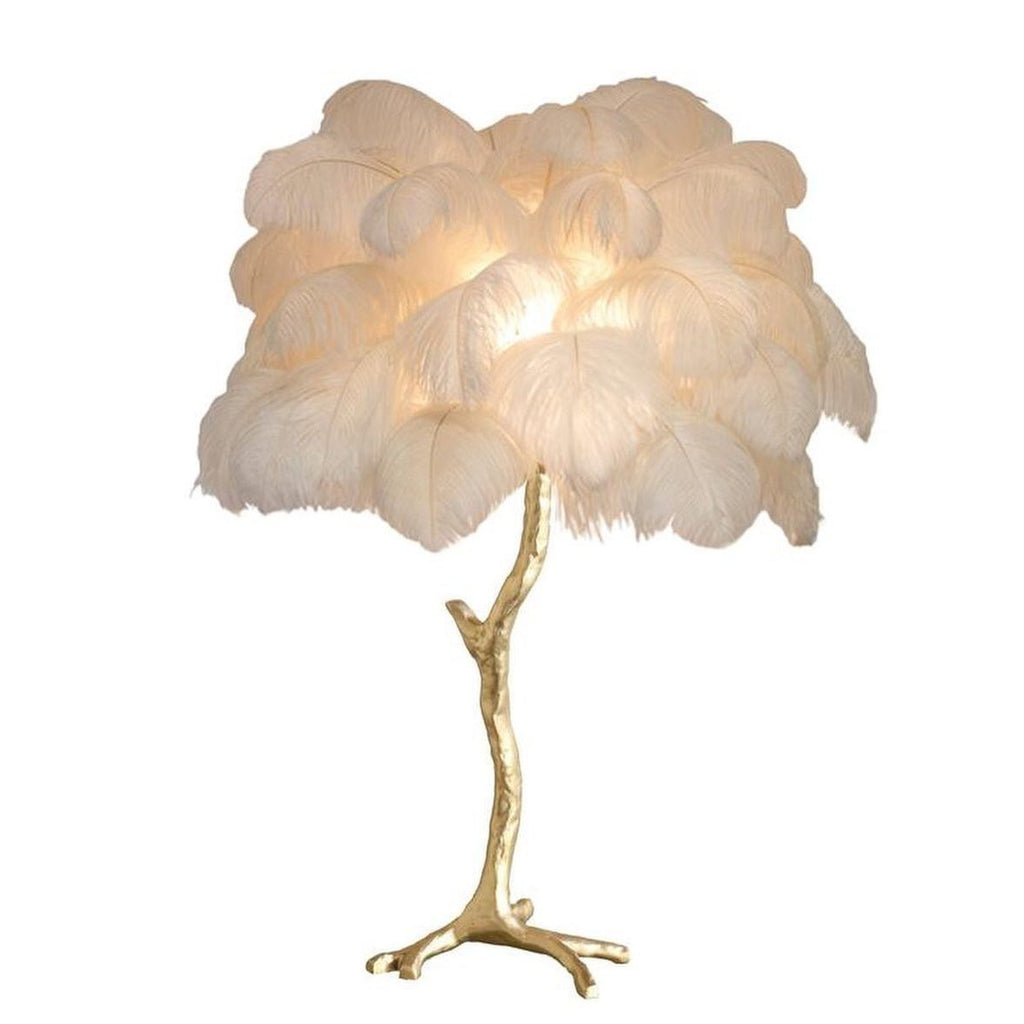 Ostrich Feather Table Lamp with Adjustable Brightness for Living Room & Bedroom Decor