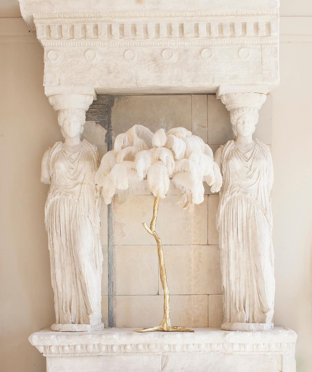 Ostrich Feather Table Lamp with Adjustable Brightness for Living Room & Bedroom Decor