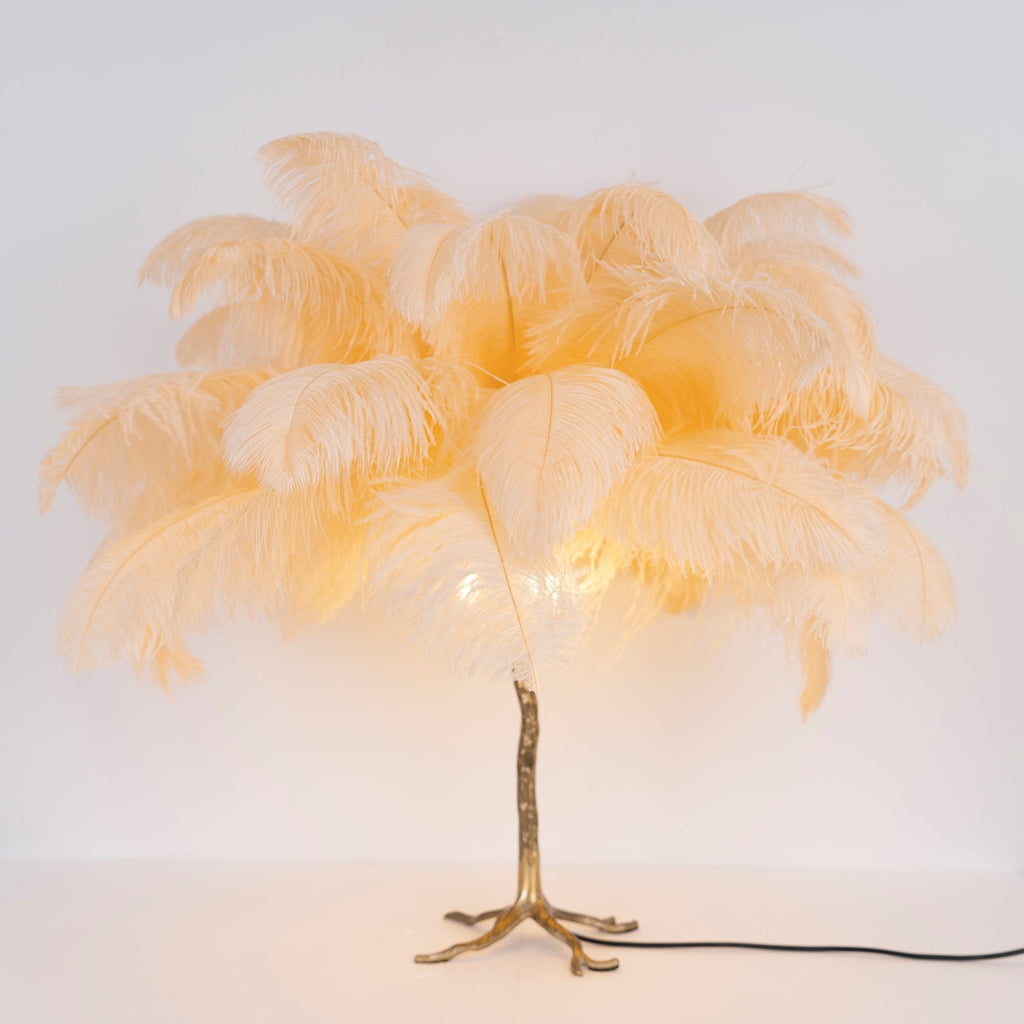 Ostrich Feather Table Lamp with Adjustable Brightness for Living Room & Bedroom Decor