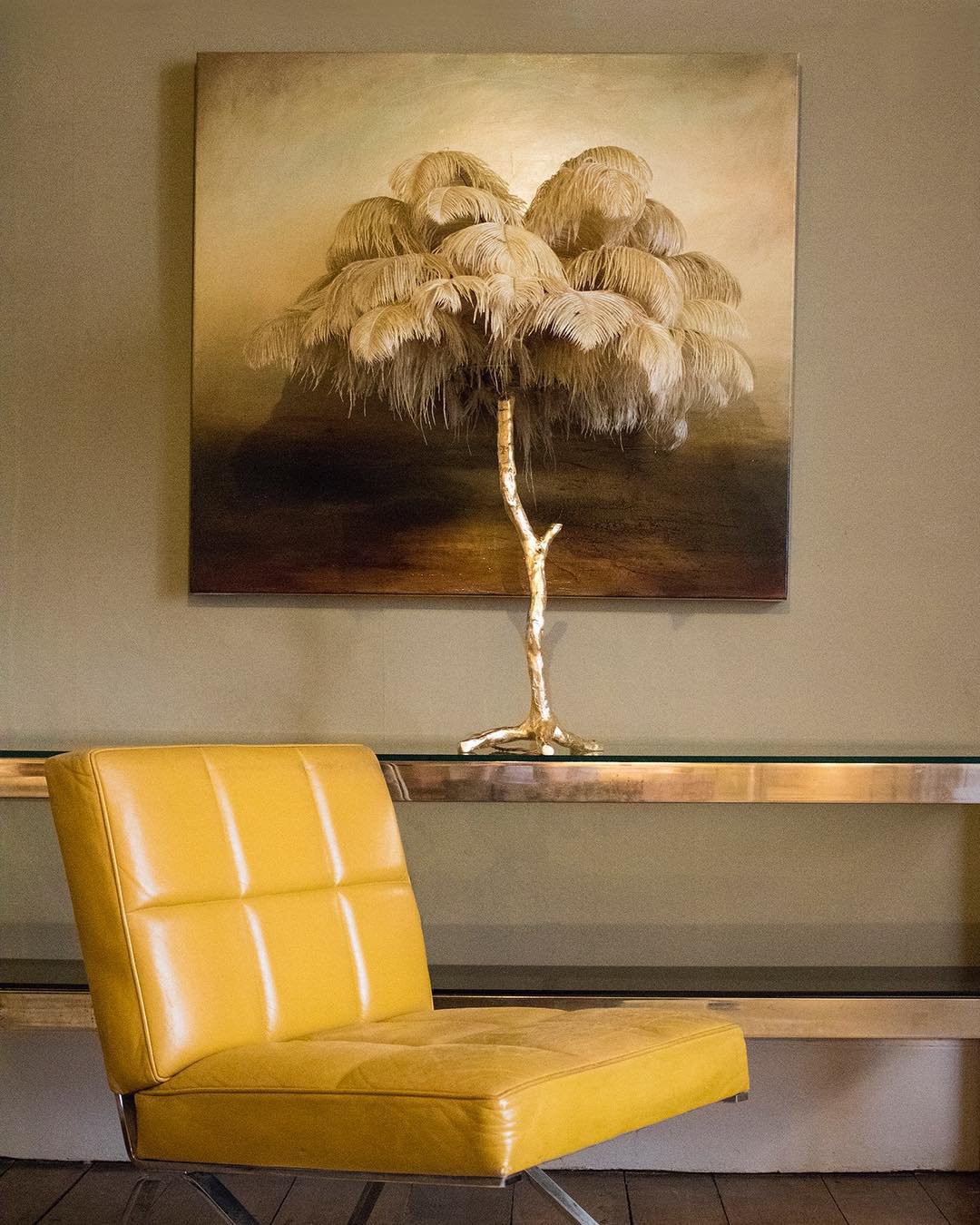 Ostrich Feather Table Lamp with Adjustable Brightness for Living Room & Bedroom Decor