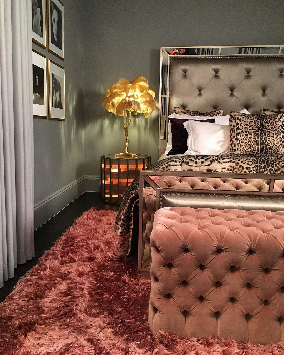 Ostrich Feather Table Lamp with Adjustable Brightness for Living Room & Bedroom Decor