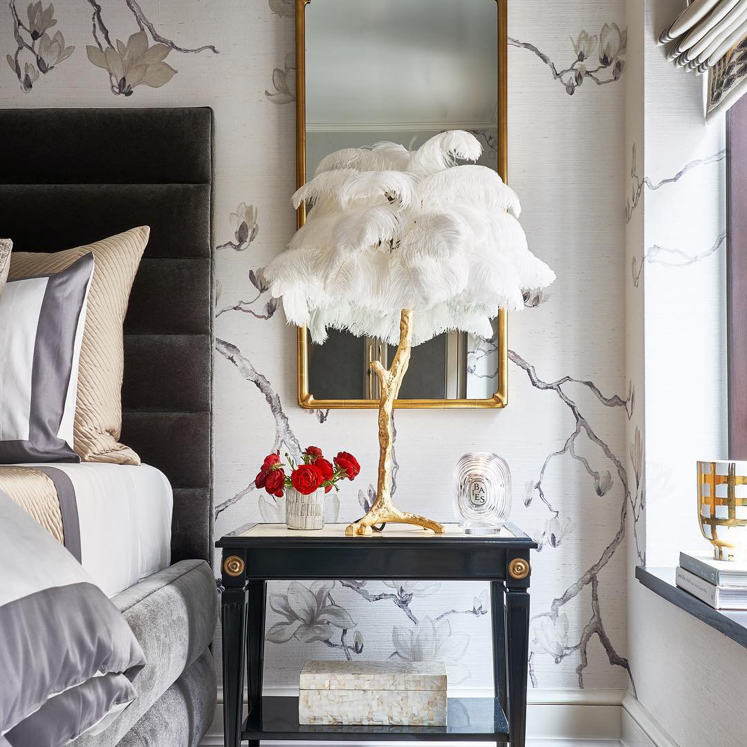 Ostrich Feather Table Lamp with Adjustable Brightness for Living Room & Bedroom Decor