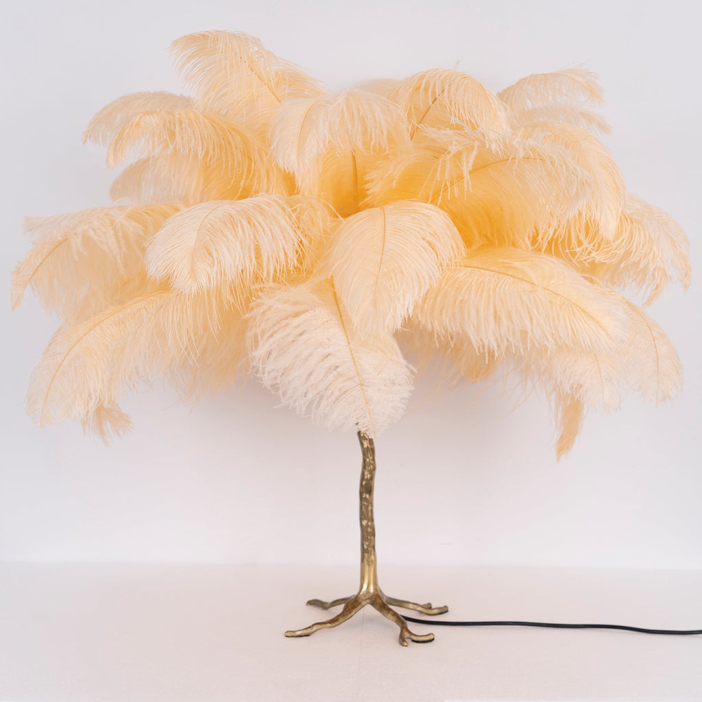 Ostrich Feather Table Lamp with Adjustable Brightness for Living Room & Bedroom Decor