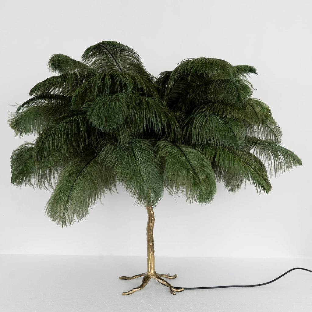 Ostrich Feather Table Lamp with Adjustable Brightness for Living Room & Bedroom Decor