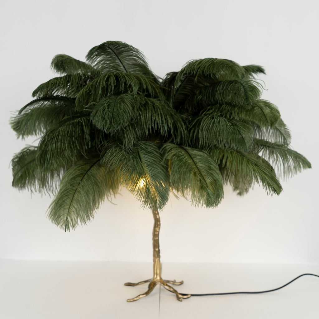 Ostrich Feather Table Lamp with Adjustable Brightness for Living Room & Bedroom Decor