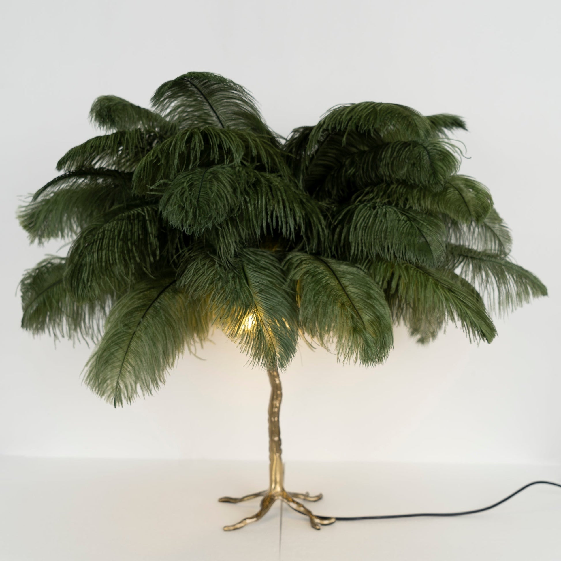 Ostrich Feather Table Lamp with Adjustable Brightness for Living Room & Bedroom Decor