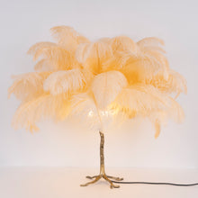 Ostrich Feather Table Lamp with Adjustable Brightness for Living Room & Bedroom Decor