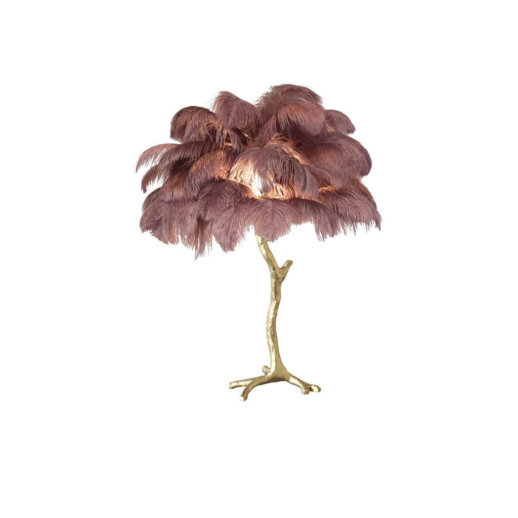 Ostrich Feather Table Lamp with Adjustable Brightness for Living Room & Bedroom Decor