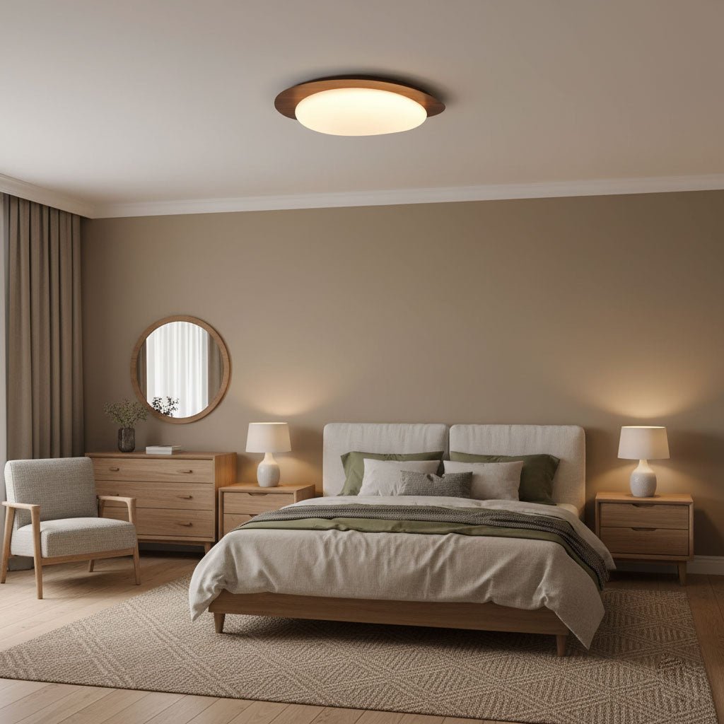 Pebble Ceiling Light | Dimmable, Walnut Wood Grain Design for Indoor Home Decor