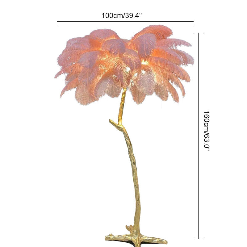 LED Floor Lamp with Feather Palm Design for Living Room & Tropical Decor