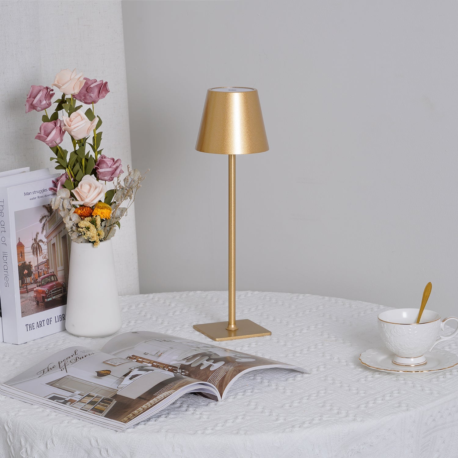 LED Battery-Powered Table Lamp with Built-in Rechargeable Design for Indoor & Outdoor Use