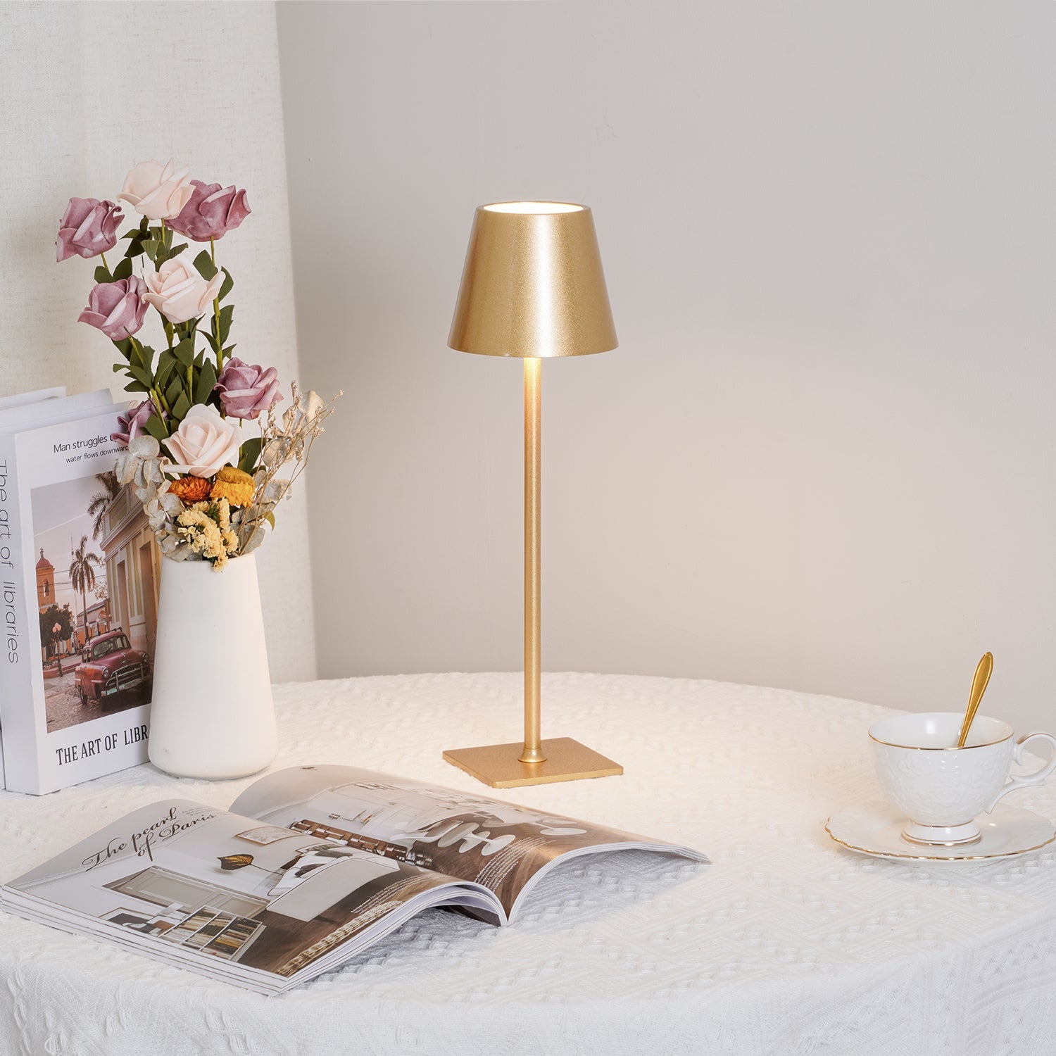 LED Battery-Powered Table Lamp with Built-in Rechargeable Design for Indoor & Outdoor Use