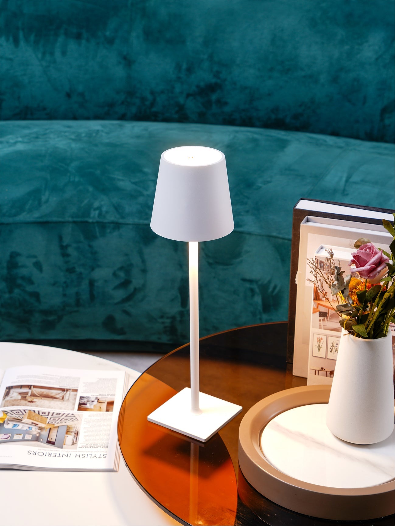 LED Battery-Powered Table Lamp with Built-in Rechargeable Design for Indoor & Outdoor Use