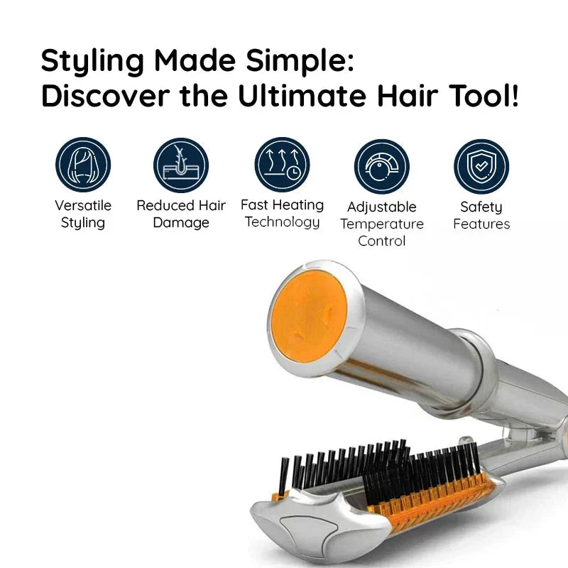 Professional 2-in-1 Rotating Iron Hair Brush - Woman Styling Tool