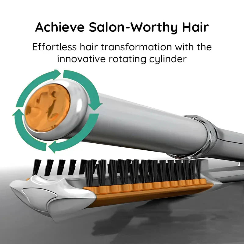 Professional 2-in-1 Rotating Iron Hair Brush - Woman Styling Tool