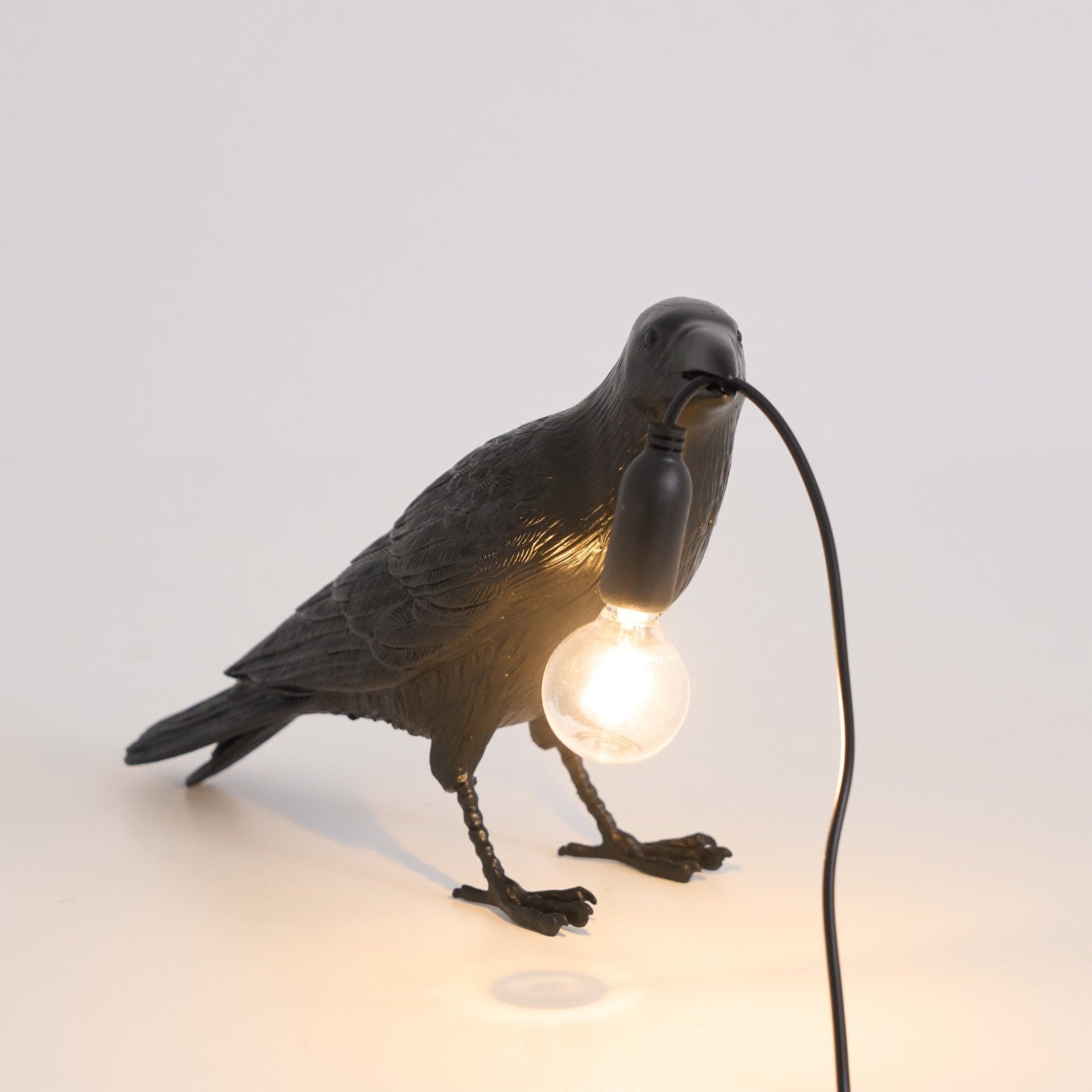 Resin Table Lamp with Raven Design for Living Room, Bedroom, and Office Decor