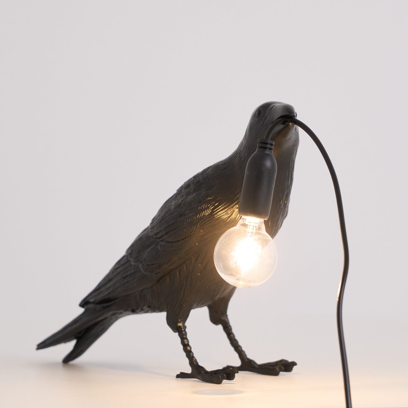 Resin Table Lamp with Raven Design for Living Room, Bedroom, and Office Decor