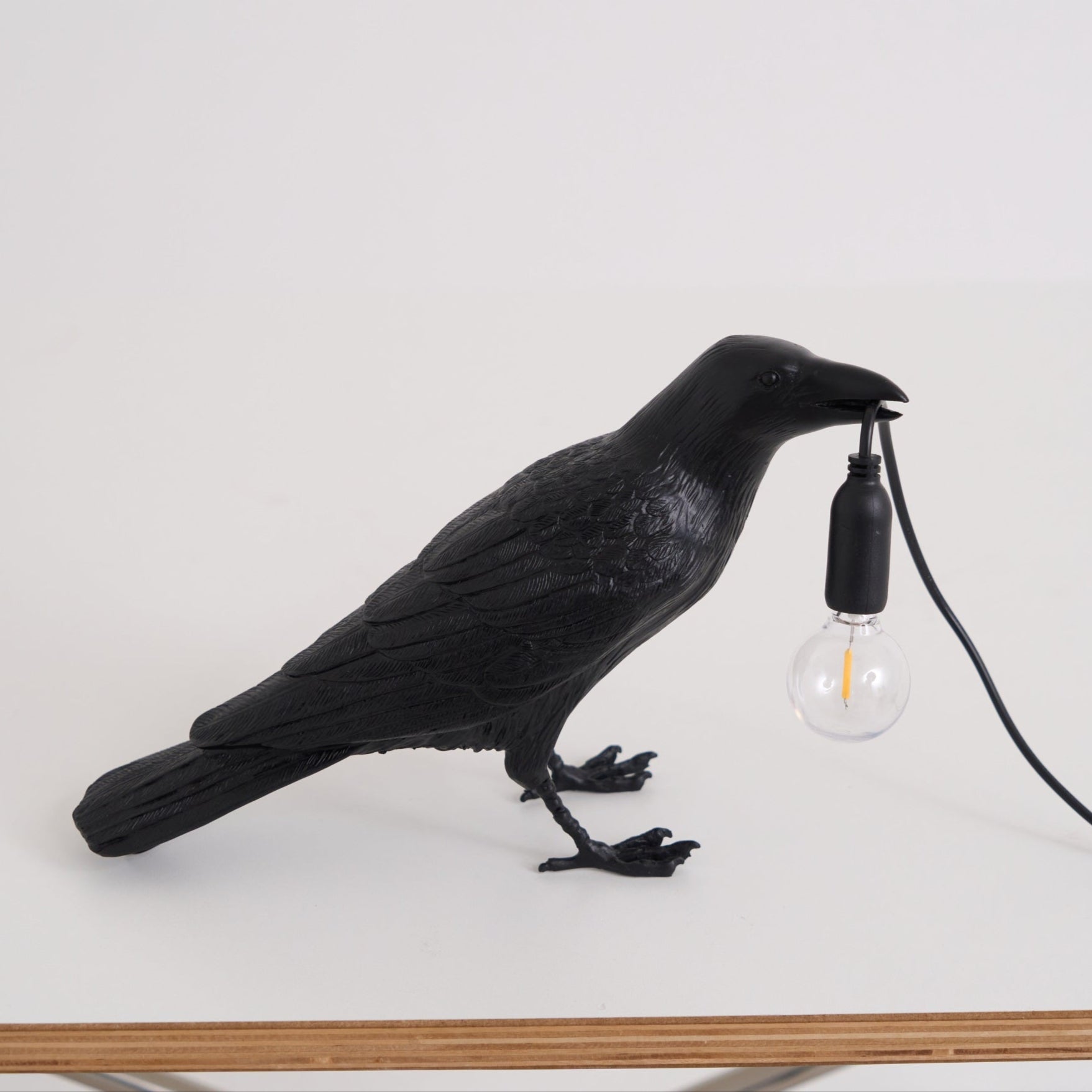Resin Table Lamp with Raven Design for Living Room, Bedroom, and Office Decor
