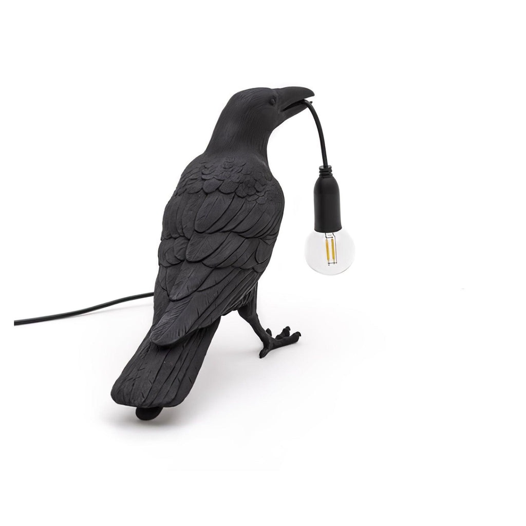 Resin Table Lamp with Raven Design for Living Room, Bedroom, and Office Decor